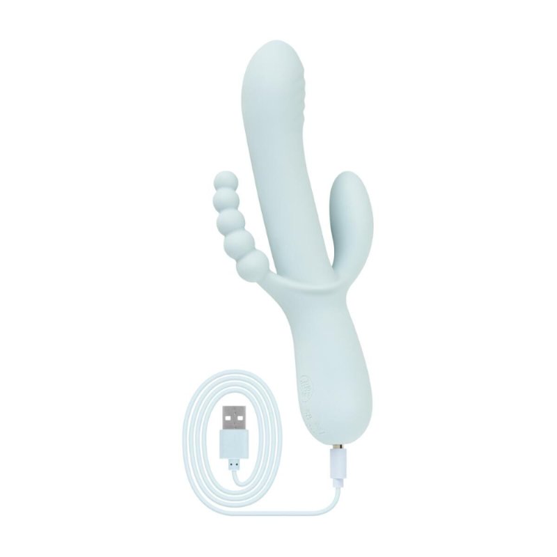 Потрійний вібратор Good Vibes Only – SAGE Triple Stimulation Vibe Soft Silicone – Blue, манливий рух