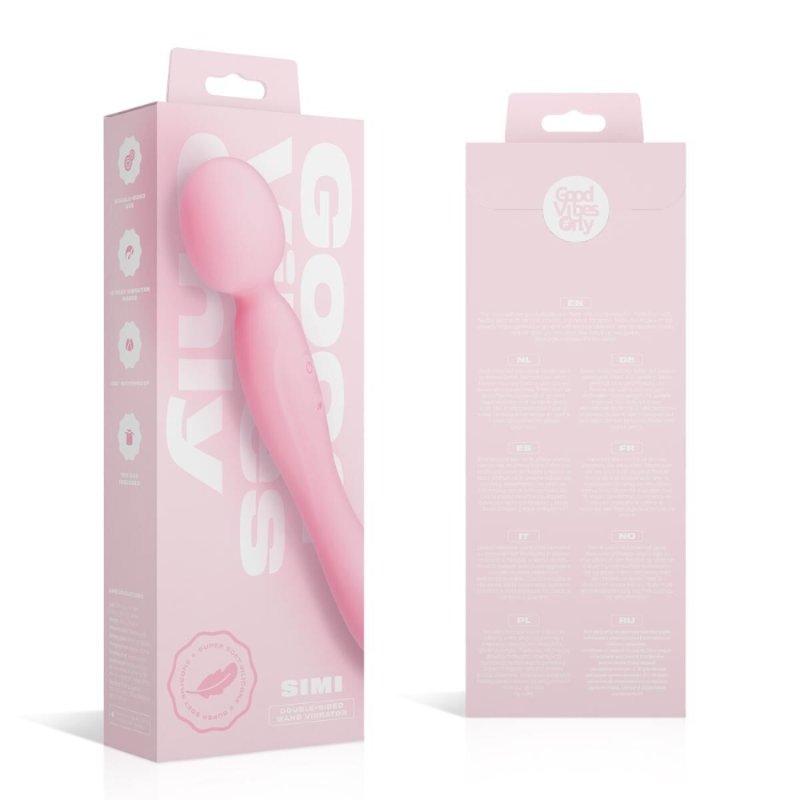 Двосторонній масажер-вібратор Good Vibes Only – SIMI Double-Sided Wand Vibrator Soft Silicone – Pink