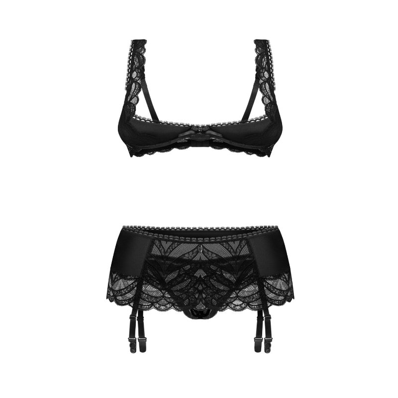 Комплект Obsessive Lecille 3-pcs crotchless set S/M