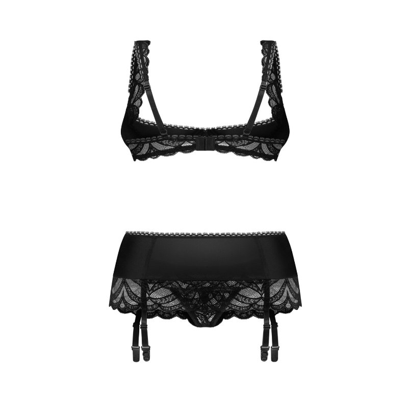 Комплект Obsessive Lecille 3-pcs crotchless set 2XL/3XL