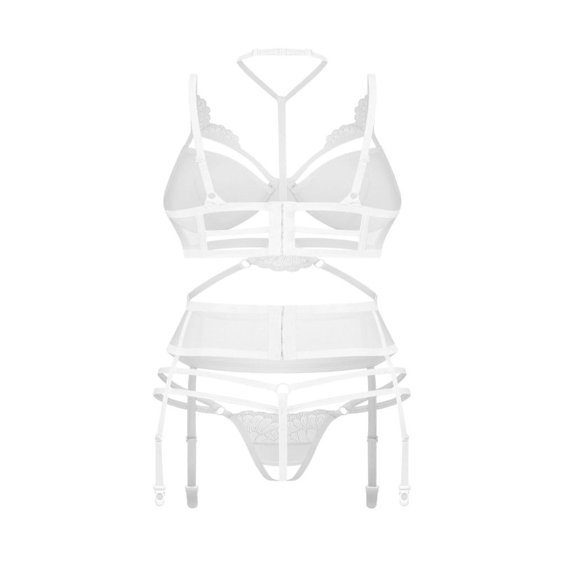 Комплект Obsessive Premisis White 3-pcs crotchless set L/XL