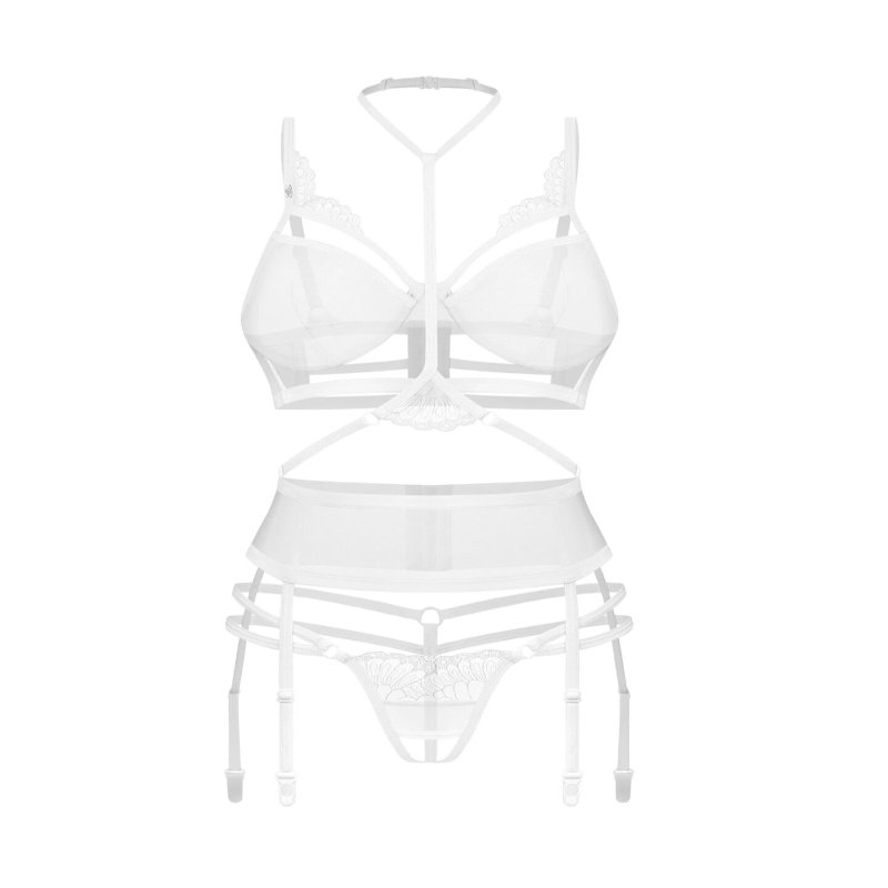 Комплект Obsessive Premisis White 3-pcs crotchless set 2XL/3X