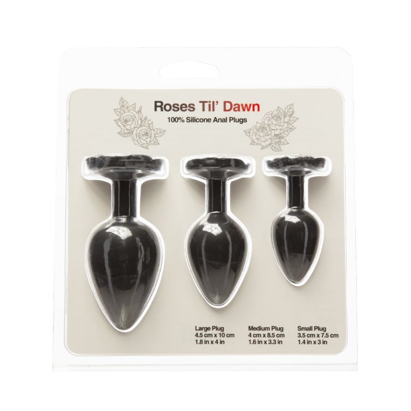 Набір силіконових анальних пробок BMS Roses Til’ Dawn Silicone Anal Plug Kit Starter Kit Black