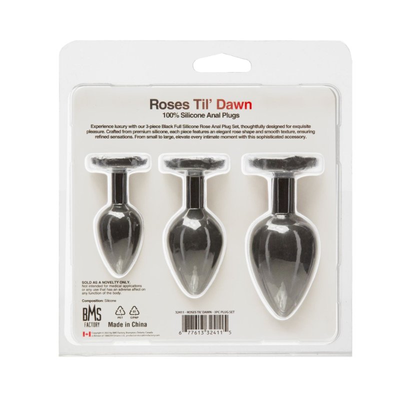 Набір силіконових анальних пробок BMS Roses Til’ Dawn Silicone Anal Plug Kit Starter Kit Black
