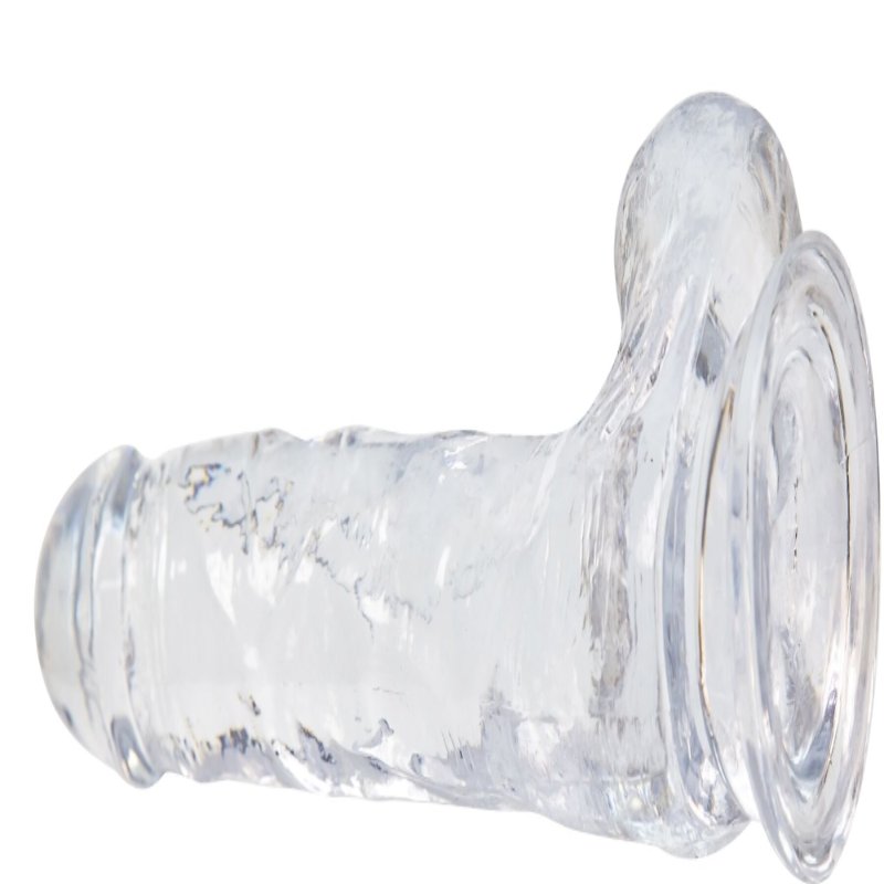 Прозорий фалоімітатор на присосці ADDICTION — Clear Dildo with Balls 8″, віброкуля в подарунок