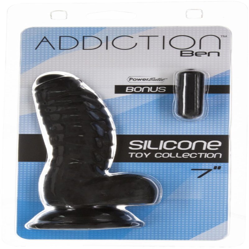 Фалоімітатор ADDICTION Ben 7" Dildo With Balls Black, віброкуля в подарунок