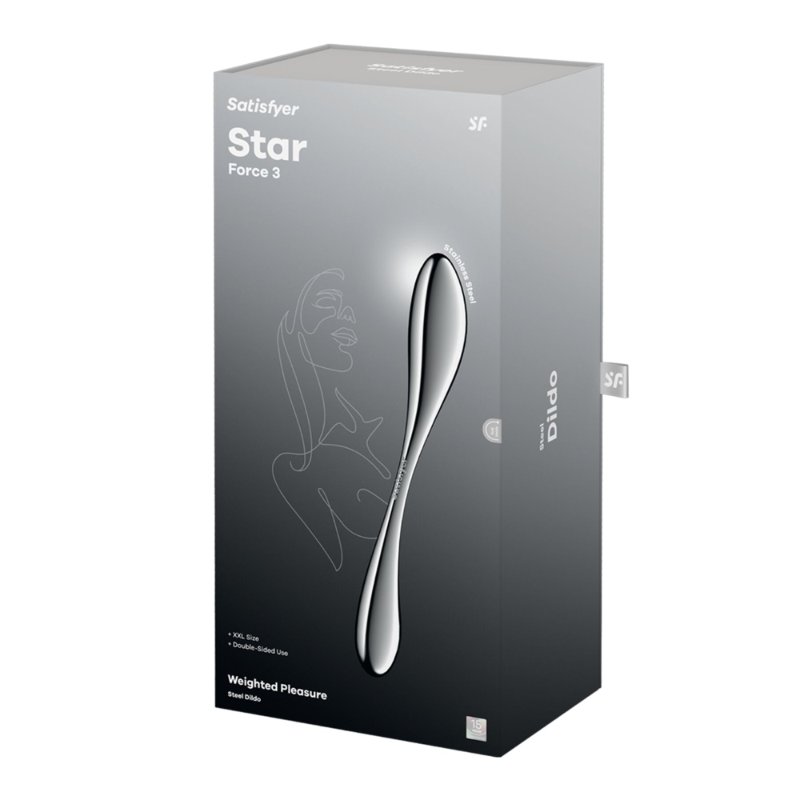 Металевий дилдо Satisfyer Star Force 3, двосторонній, можна нагрівати та охолоджувати, дуже важкий