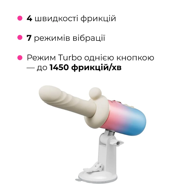 Смарт-міні секс-машина Lovense Spinel імітація фрикцій, підігрів, 3 насадки, на присосці
