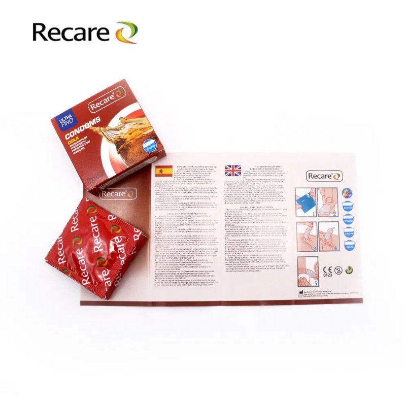 Презервативи Recare Cola Dotted&Ribbed Condoms 3 шт, з пухирцями та ребрами, аромат: Кола