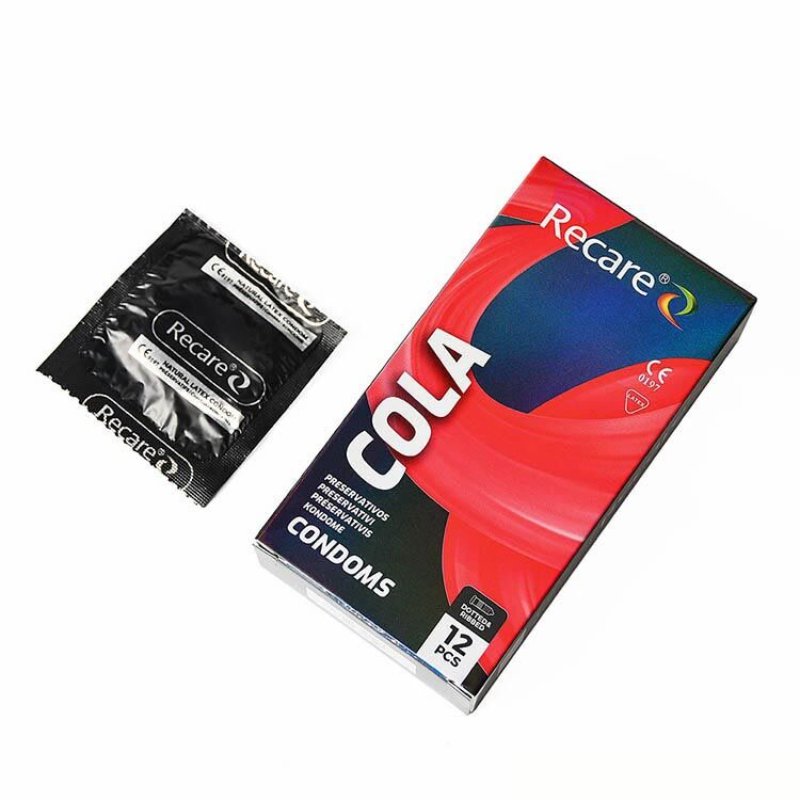 Презервативи Holographic Recare Cola Dotted&Ribbed Condoms 12шт, з пухирцями і ребрами, аромат: Кола