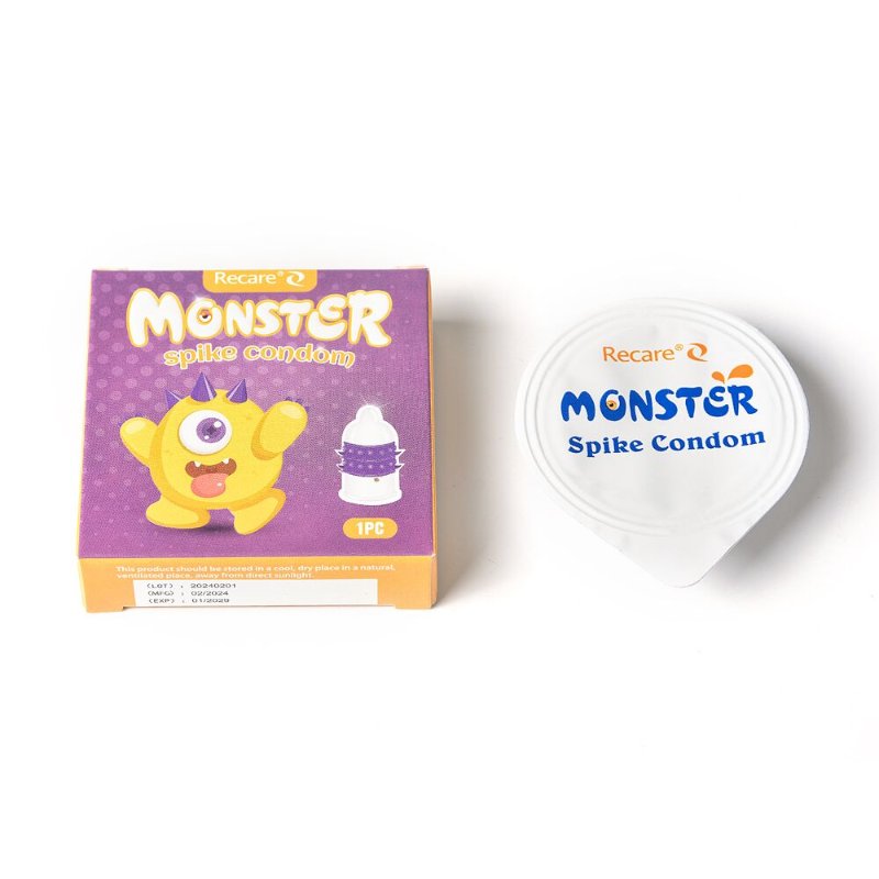 Насадка на член Recare Yellow Monster Spike Condom (презерватив з рядами пухирців та шипів)