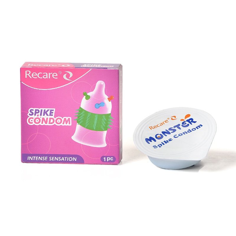 Насадка на член Recare Spike Condom Pink (презерватив з кульками та рядами шипів)