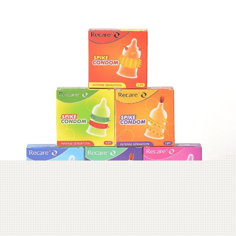 Насадка на член Recare Spike Condom Purple (презерватив з вусиками та рядами шипів)