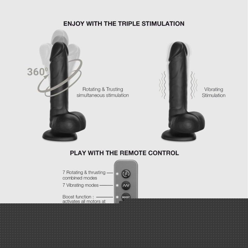 Фалоімітатор з вібрацією та ротацією Strap-On-Me Rotating & Vibrating Realistic Dildo – L – Black