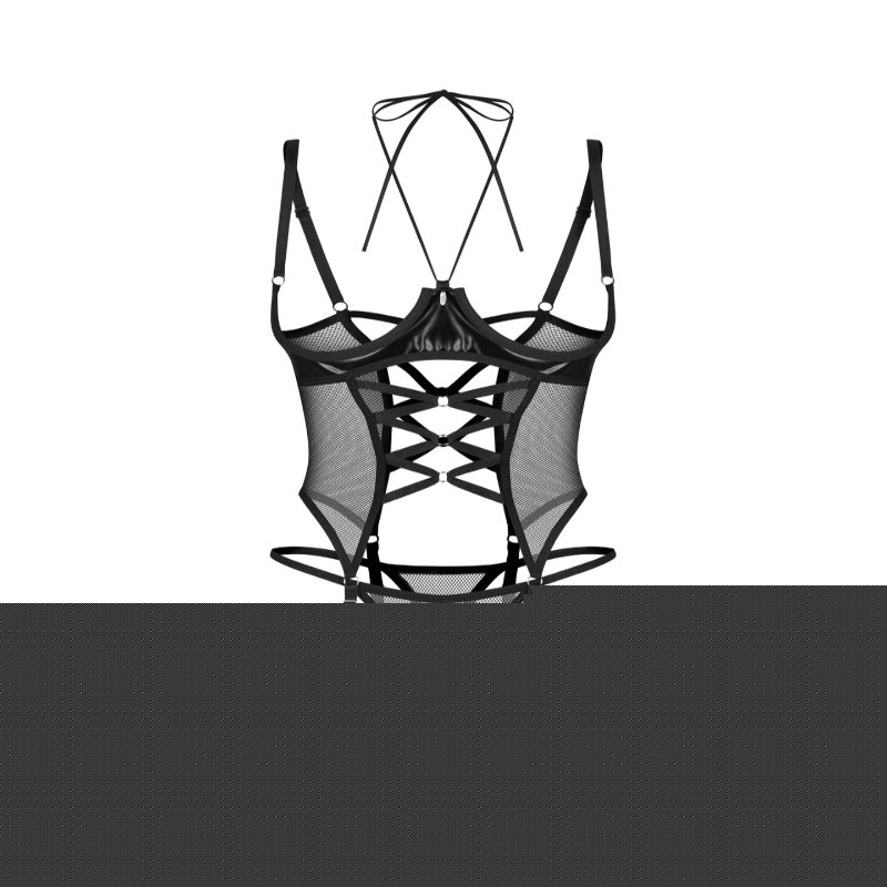 Корсет Obsessive Dominna cupless corset & crotchless thong L/XL