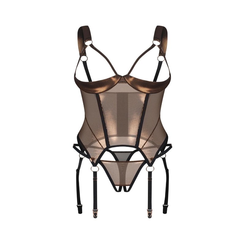 Корсет Obsessive Soranna cupless corset & crotchless thong S/M