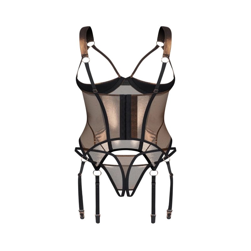 Корсет Obsessive Soranna cupless corset & crotchless thong 2XL/3XL