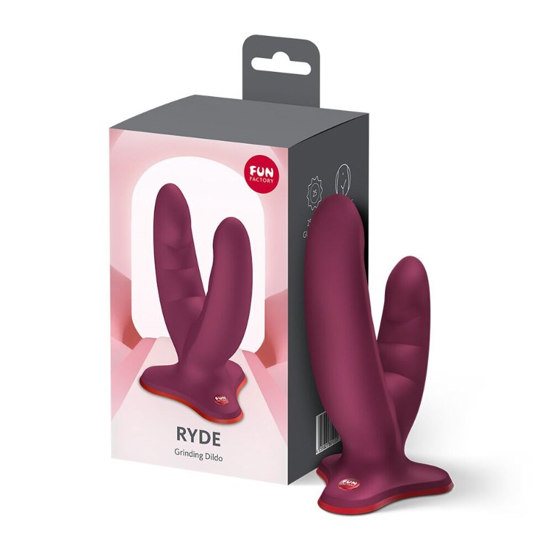 Подвійний фалоімітатор Fun Factory RYDE Wine Red, гнучкі стовбури, присоска