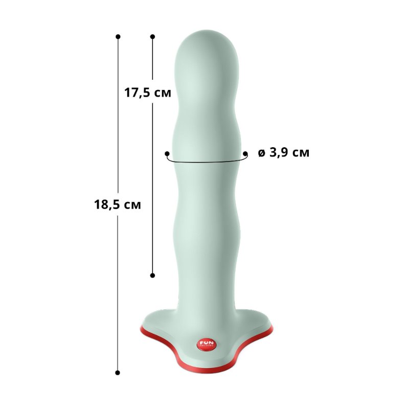 Фалоімітатор Fun Factory BOUNCER Light Green, кульки всередині, ефект вібрації, діаметр 3,9 см