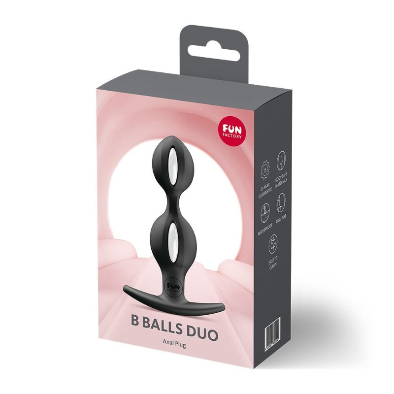 Анальні кульки Fun Factory B BALLS DUO Black, ефект вібрації, діаметр 3,2 та 3,6 см