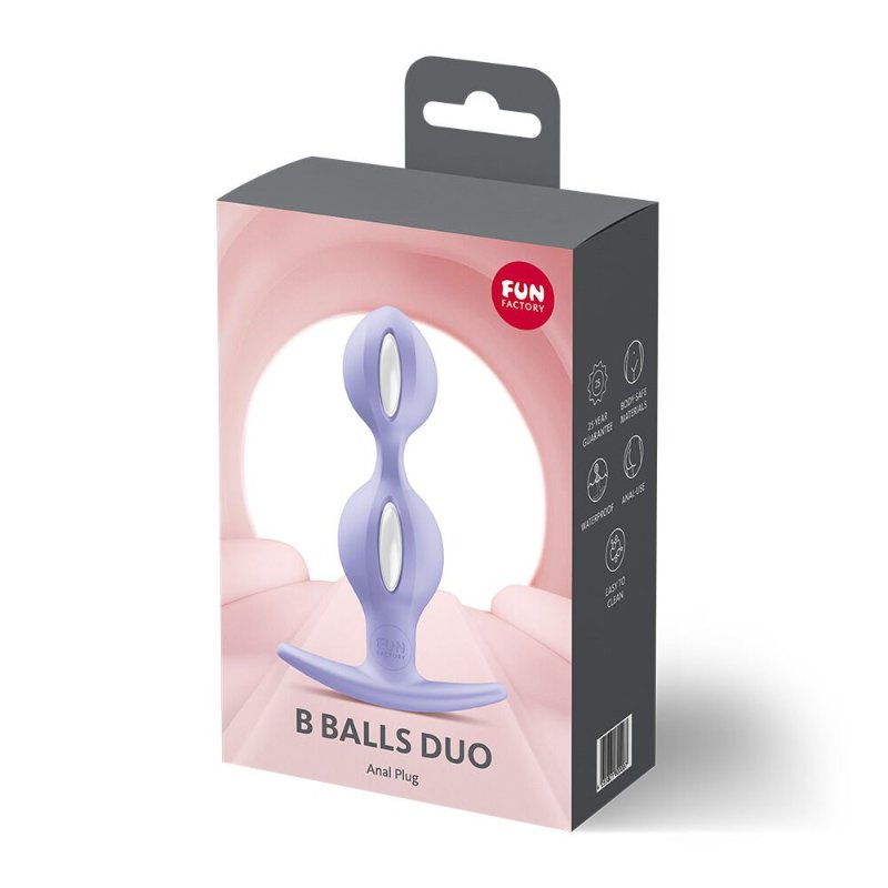 Анальні кульки Fun Factory B BALLS DUO Purple, ефект вібрації, діаметр 3,2 та 3,6 см