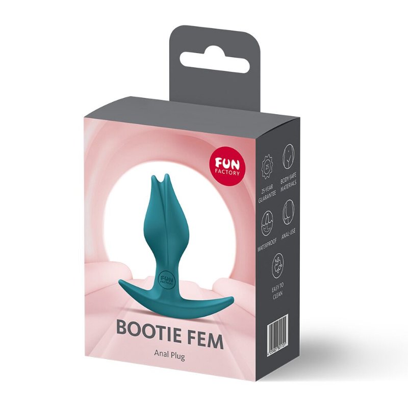 Анальна пробка Fun Factory BOOTIE FEM Bottle Green, у вигляді бутона, діаметр 2,9 см, тонкий обмежувач