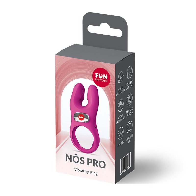 Ерекційне віброкільце з подвійною стимуляцією клітора Fun Factory NŌS PRO Magenta, 2 мотори