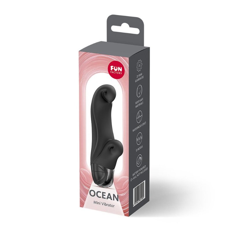 Вібратор-кролик Fun Factory OCEAN Black, для клітора та точки G, 6 режимів, на батарейках