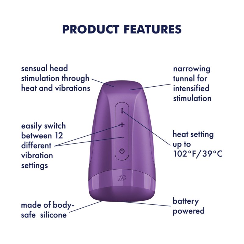 Мастурбатор Satisfyer Men Heat Vibration Battery Series імітатор мінету, підігрів та вібрація