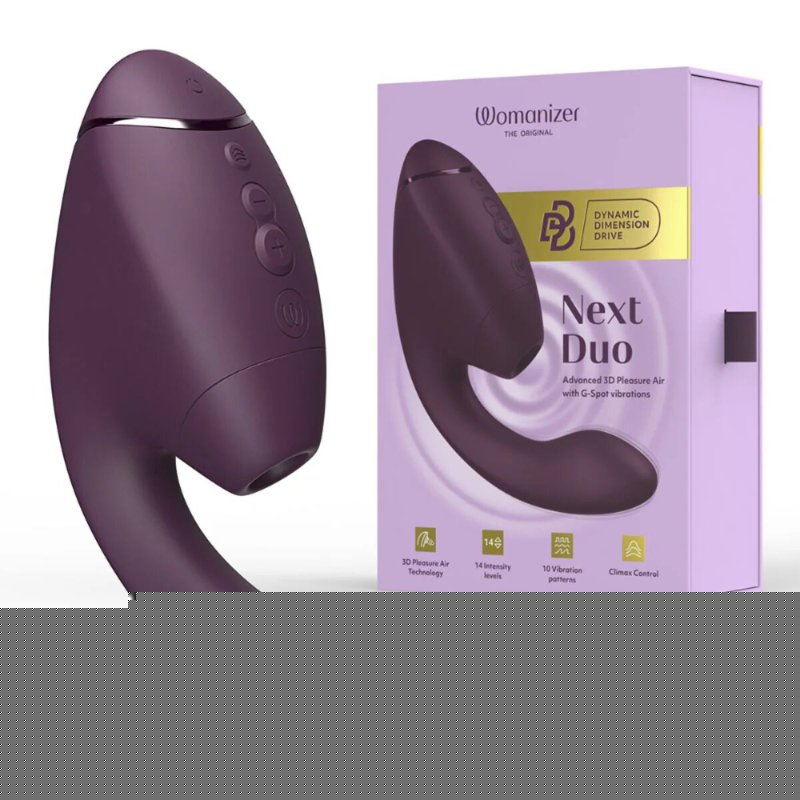 Подвійний вакуумний кліторальний стимулятор з вібрацією Womanizer Next Duo - Dark Purple
