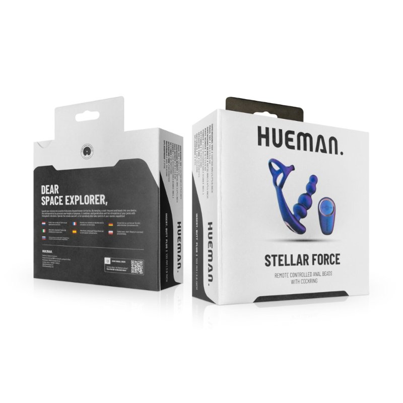 Анальний вібратор з ерекційним кільцем Hueman - Stellar Force Anal Beads with Cockring