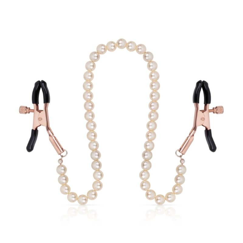 Затискачі для сосків з перлинним ланцюжком Rosy Gold - Nipple Clamps Pearls