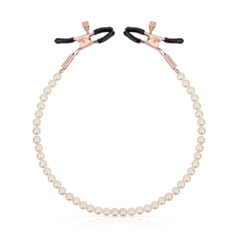 Затискачі для сосків з перлинним ланцюжком Rosy Gold - Nipple Clamps Pearls