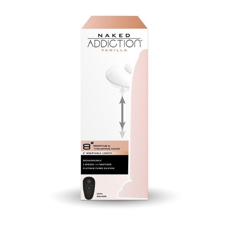 Фалоімітатор з ротацією та пульсацією Naked ADDICTION 8″ Rotating & Thrusting Dong - Vanilla