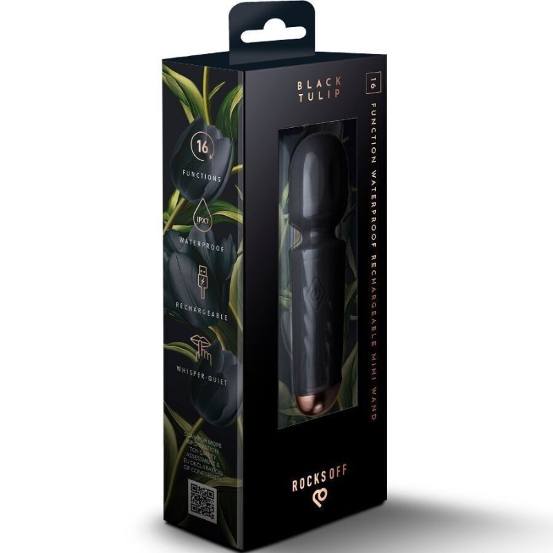 Вібромасажер Rocks Off Mini Wand Black Tulip, 16 режимів