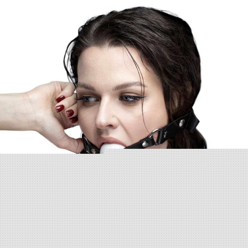 Кляп силіконовий Feral Feelings Silicon Ball Gag Black/White, чорний ремінець, біла кулька