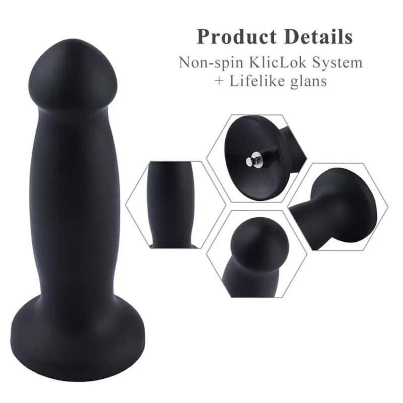 Силіконовий фалоімітатор для секс-машин Hismith 7.2" Black Silicone Anal Dildo, система KlicLok