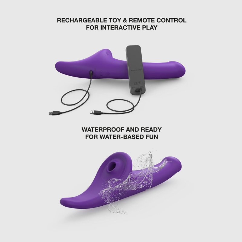 Вібронасадка для страпону з вакуумною стимуляцією Strap-On-Me Multi Orgasm Dildo M Purple