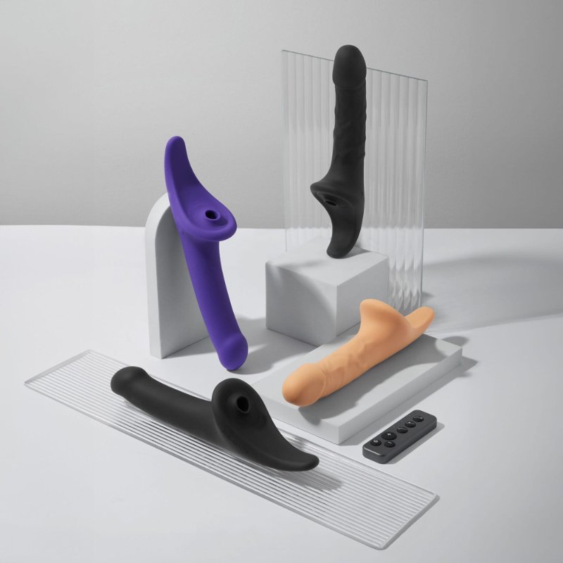 Вібронасадка для страпону з вакуумною стимуляцією Strap-On-Me Multi Orgasm Dildo L Purple