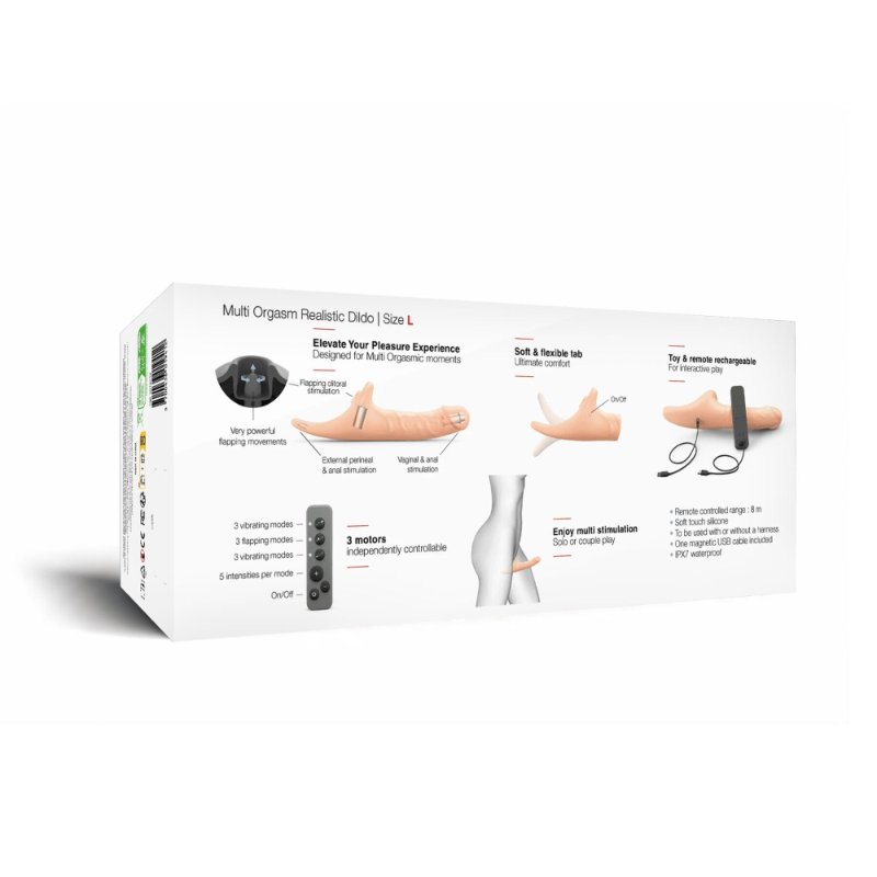 Вібронасадка для страпону з вакуумною стимуляцією Strap-On-Me Multi Orgasm Realistic Dildo L Vanilla