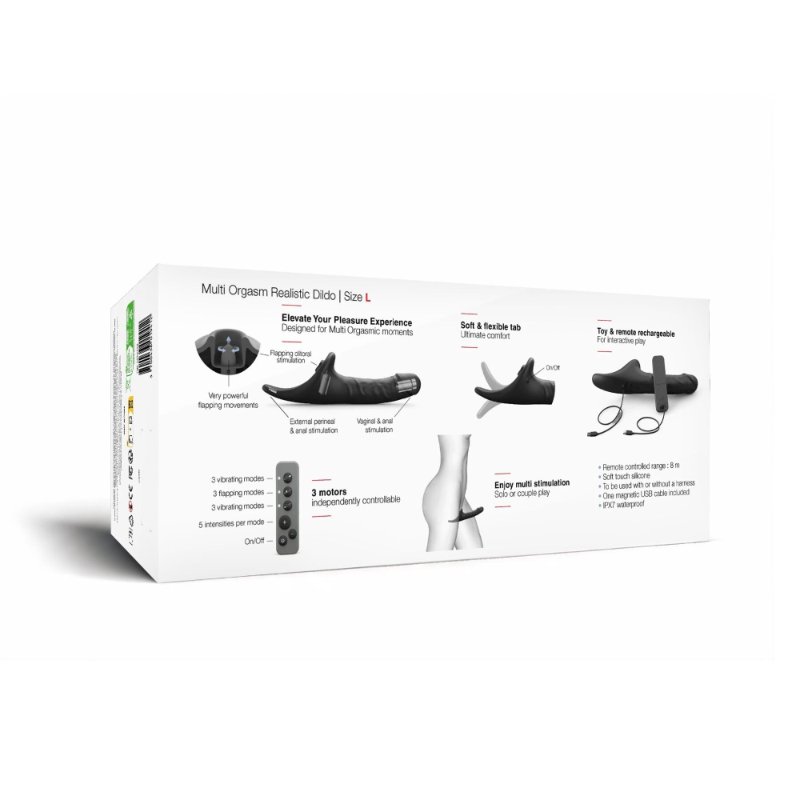 Вібронасадка для страпону з вакуумною стимуляцією Strap-On-Me Multi Orgasm Realistic Dildo L Black