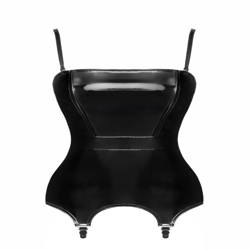 Корсет з підв'язками для панчіх Noir Handmade F381 Dominae Venom PVC corset-belt L