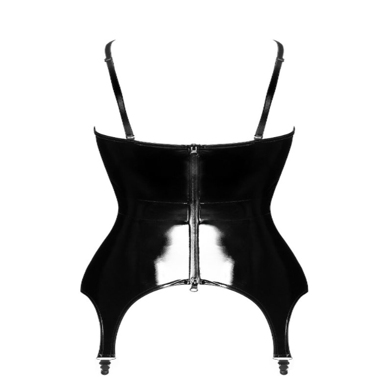 Корсет з підв'язками для панчіх Noir Handmade F381 Dominae Venom PVC corset-belt XL