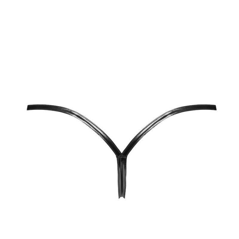 Трусики Noir Handmade P014 Dominae PVC panty with silver clasp L