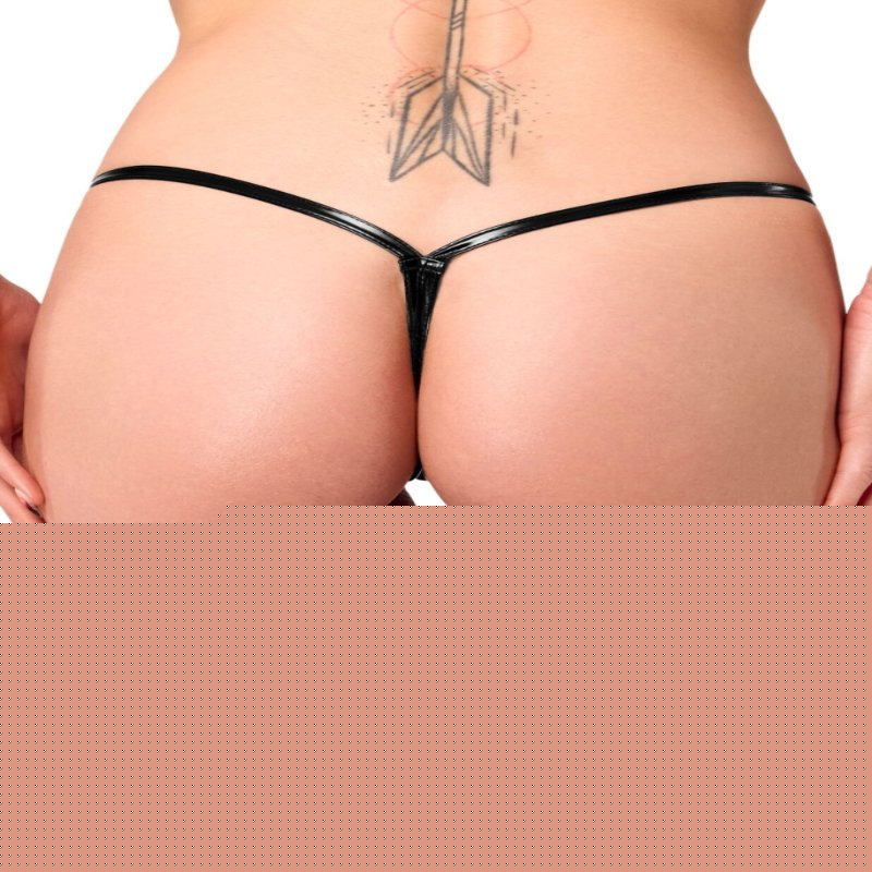 Трусики Noir Handmade P014 Dominae PVC panty with silver clasp 3XL