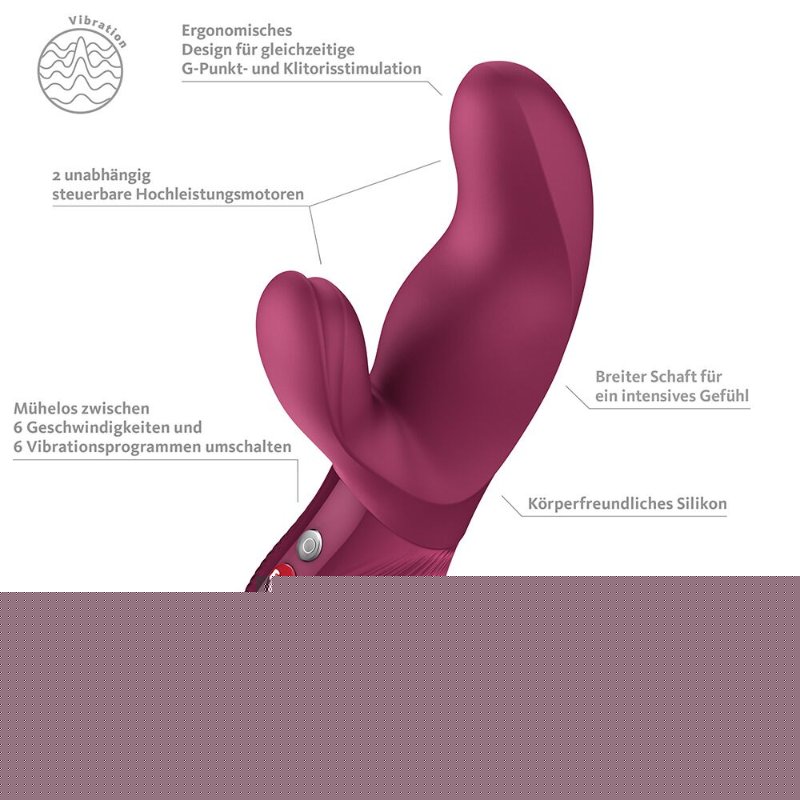 Вібратор-кролик Fun Factory MISS BI Wine Red, 2 незалежні мотори, діаметр 4,2 см