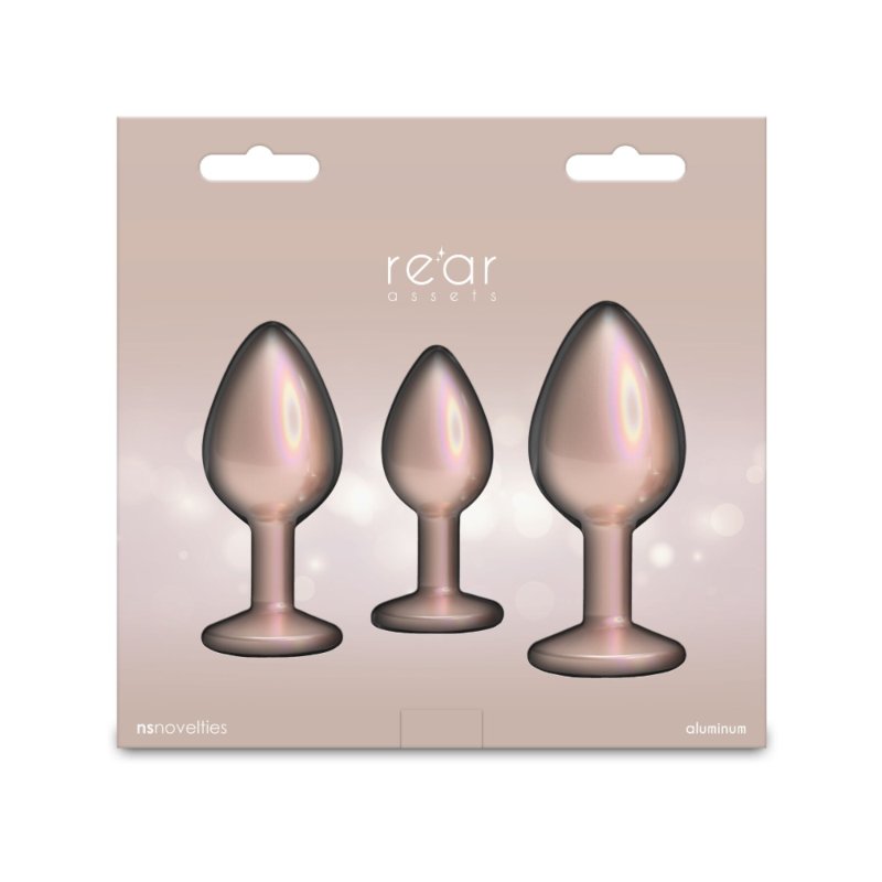 Набір анальних пробок NS Novelties Rear Assets - Trainer Kit - Iridescent Champagne - Clear Gem