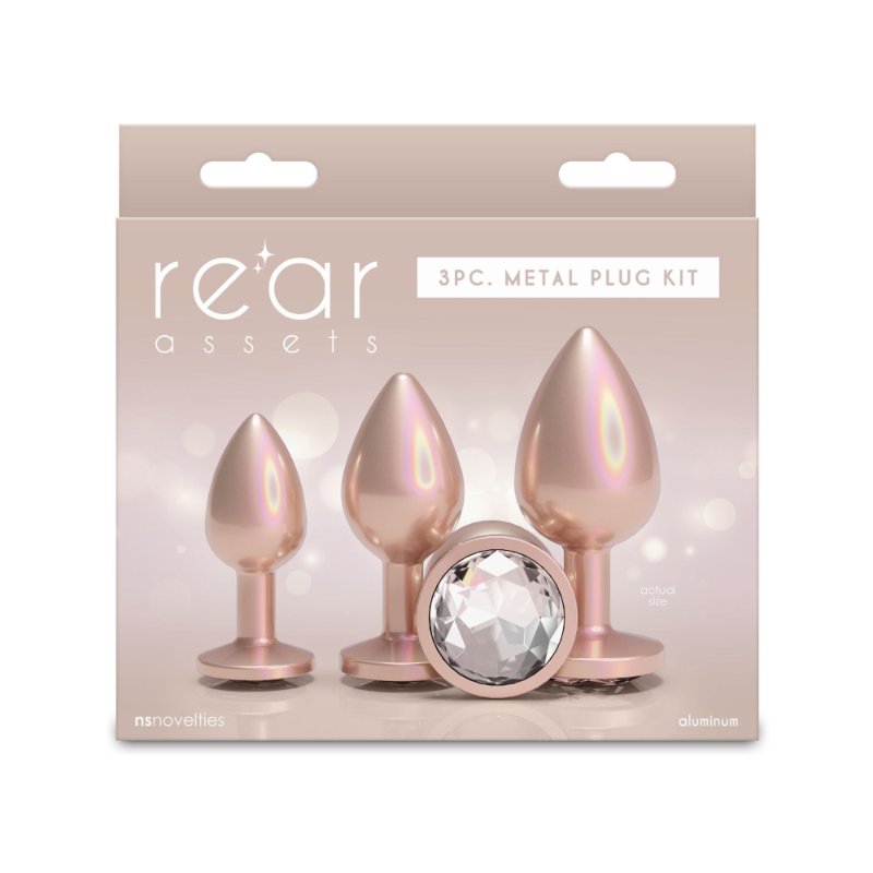 Набір анальних пробок NS Novelties Rear Assets - Trainer Kit - Iridescent Champagne - Clear Gem