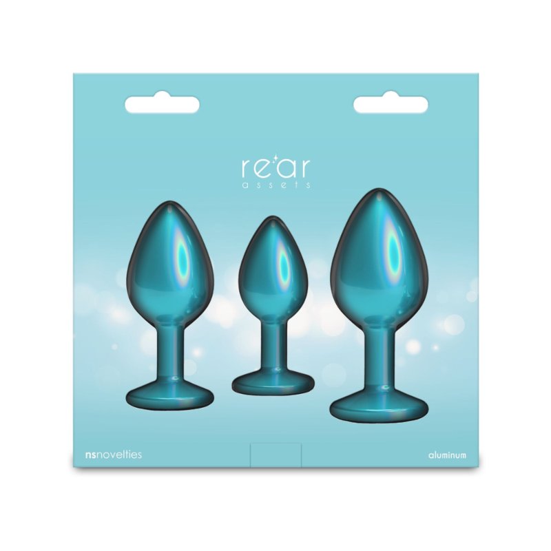 Набір анальних пробок NS Novelties Rear Assets - Trainer Kit - Iridescent Teal - Teal Gem