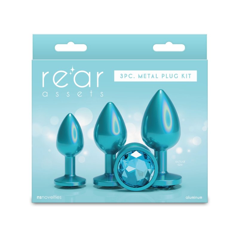 Набір анальних пробок NS Novelties Rear Assets - Trainer Kit - Iridescent Teal - Teal Gem